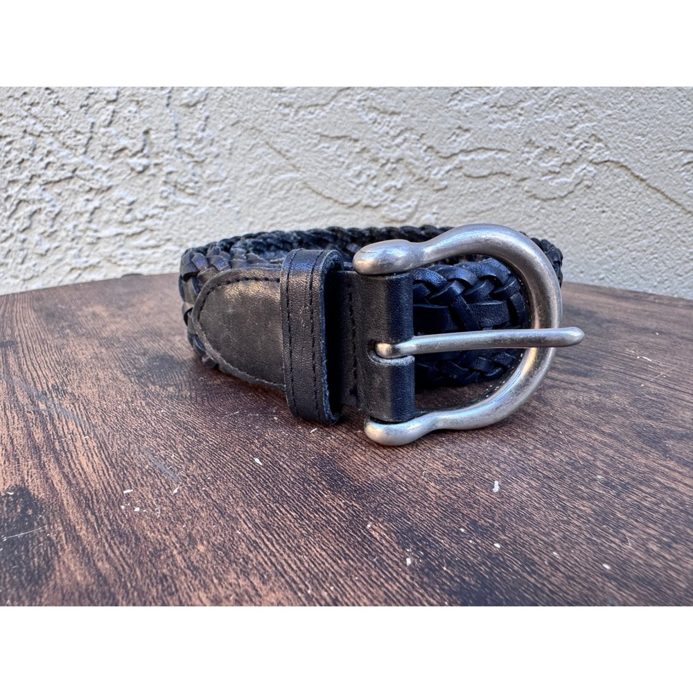 Cherokee VTG Black Essential Braided Leather Woven Silver Buckle 34 Heritage
